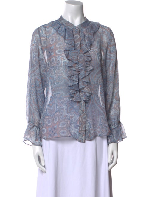 MISA Los Angeles Paisley Print Mock Neck Blouse