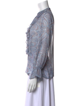 MISA Los Angeles Paisley Print Mock Neck Blouse