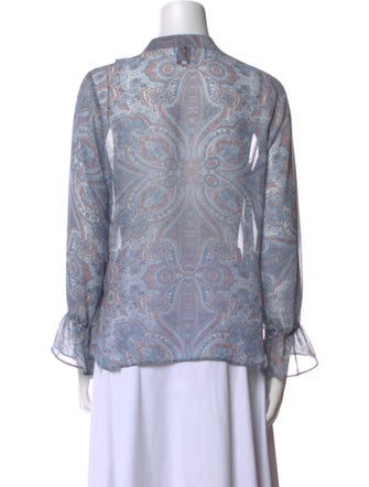 MISA Los Angeles Paisley Print Mock Neck Blouse