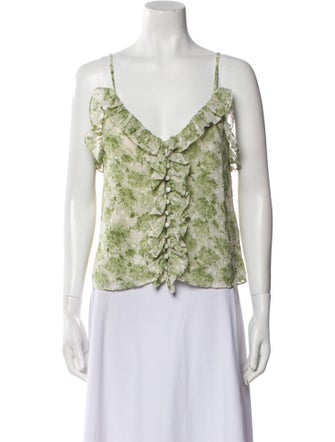 MISA Los Angeles Printed V-Neck Top