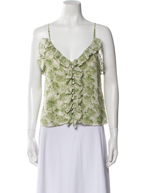 MISA Los Angeles Printed V-Neck Top