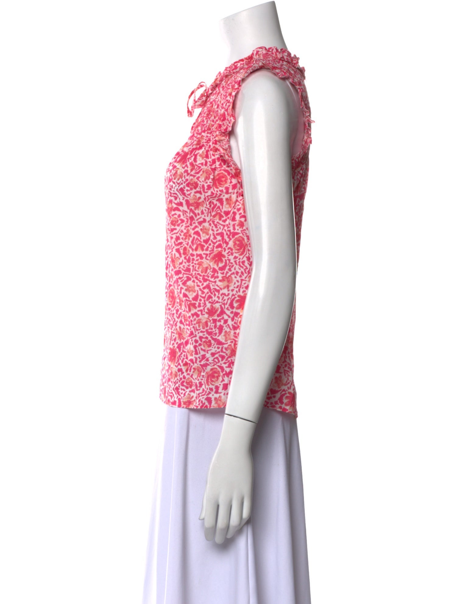 MISA Los Angeles Floral Print Tie Neck Top