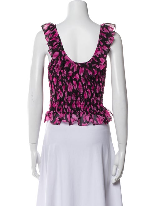 MISA Los Angeles Floral Print Scoop Neck Crop Top