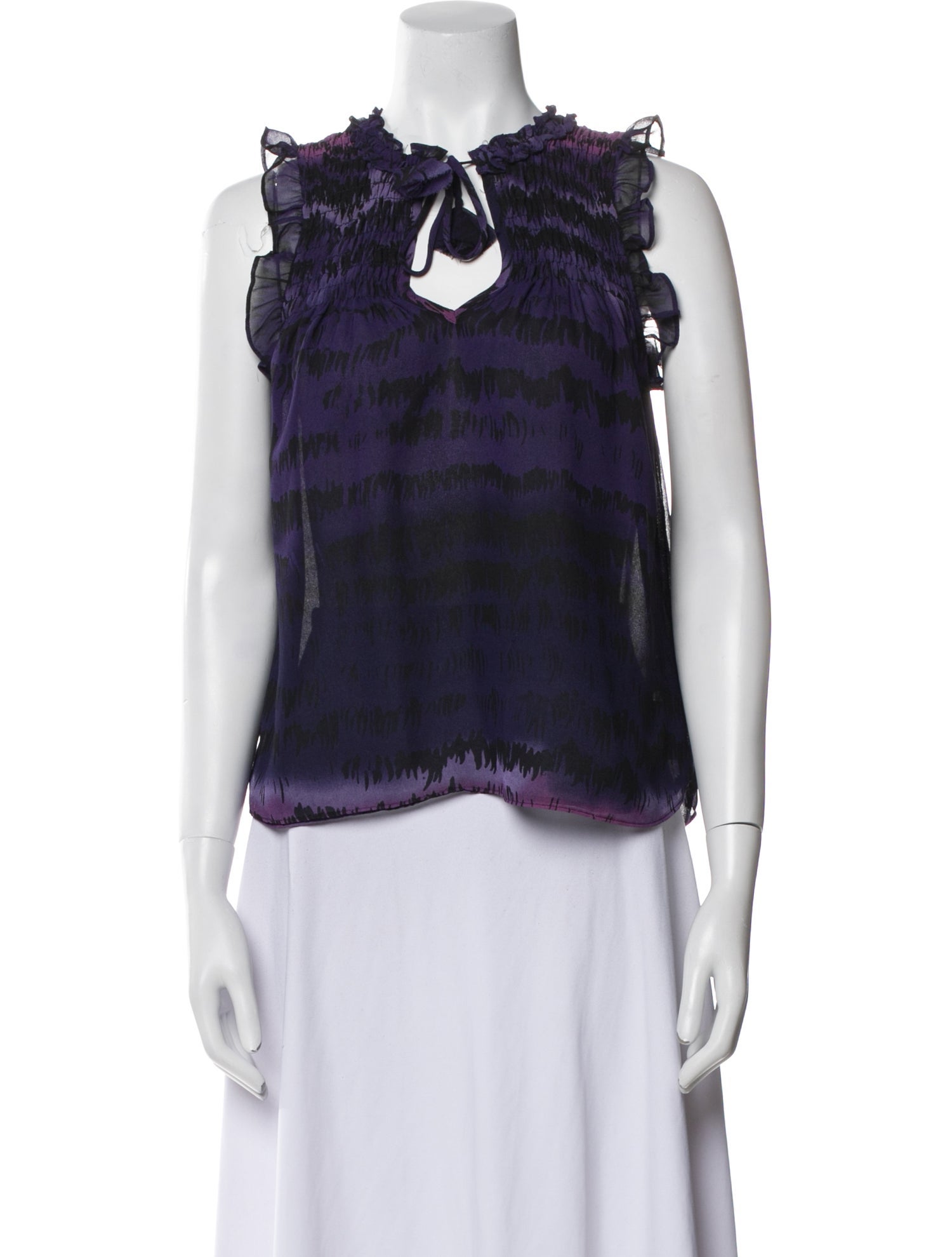 MISA Los Angeles Tie Neck Sleeveless Blouse
