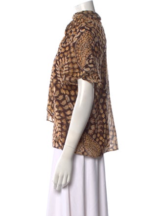 MISA Los Angeles Printed Mock Neck Blouse