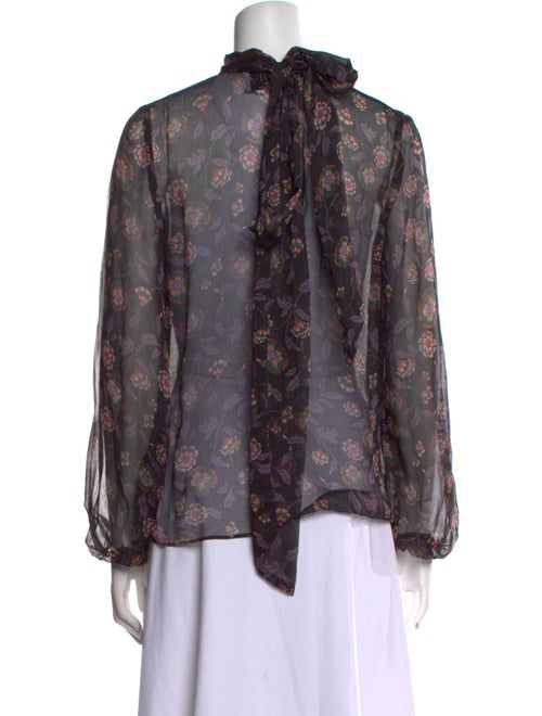 MISA Los Angeles Floral Print Mock Neck Blouse