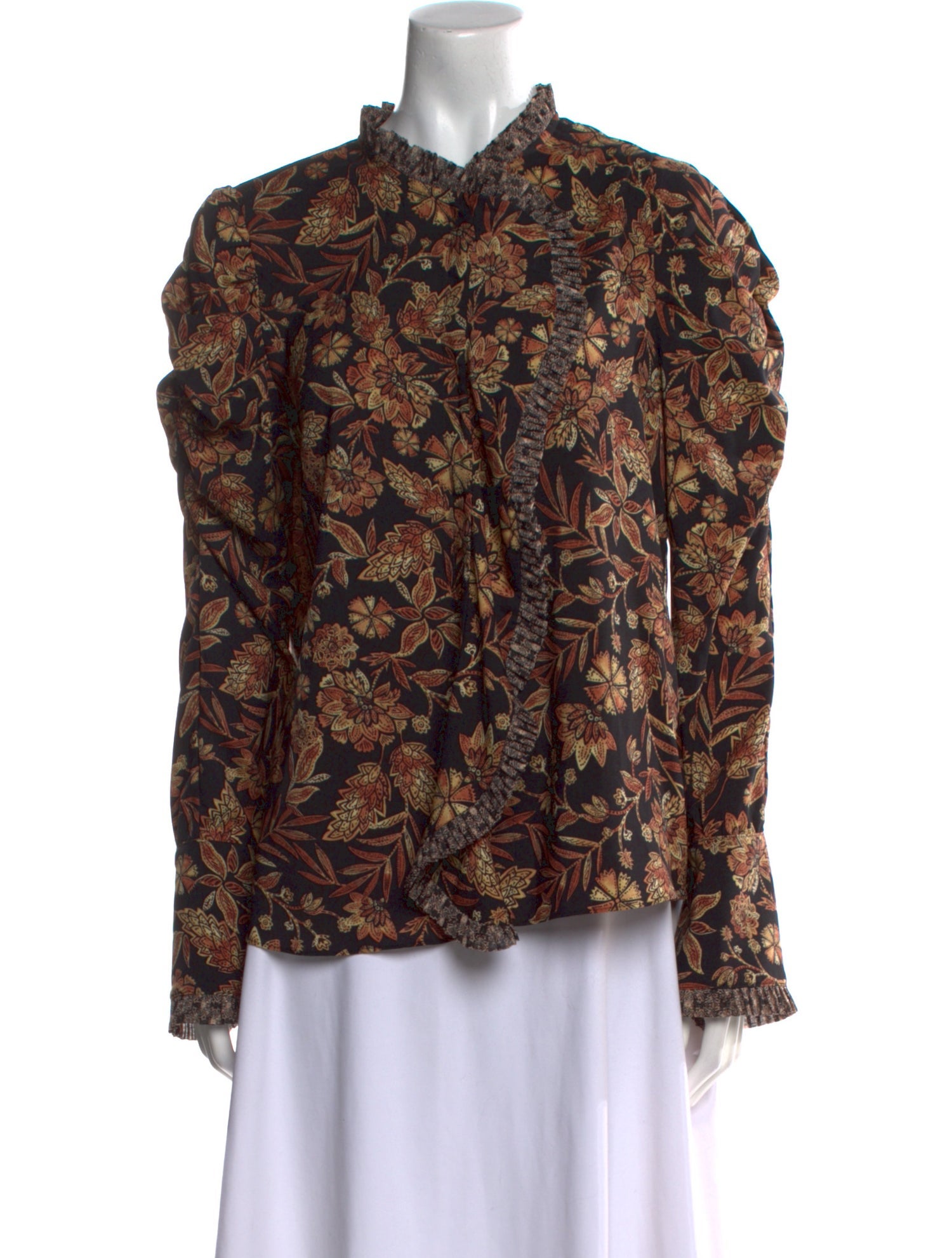 MISA Los Angeles Floral Print Mock Neck Blouse