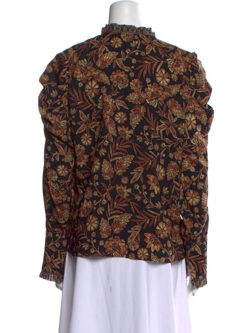 MISA Los Angeles Floral Print Mock Neck Blouse