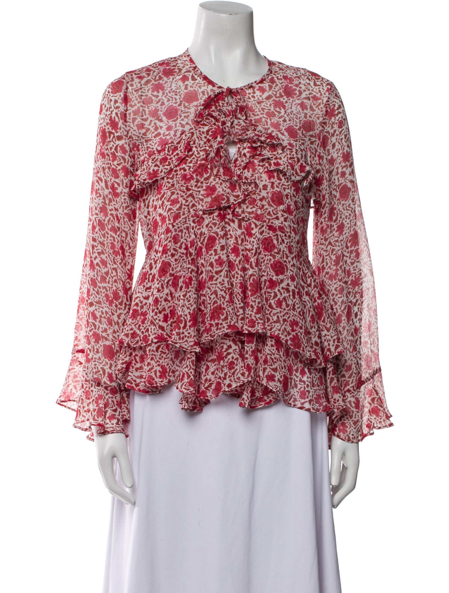 MISA Los Angeles Floral Print Crew Neck Blouse