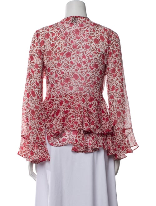 MISA Los Angeles Floral Print Crew Neck Blouse