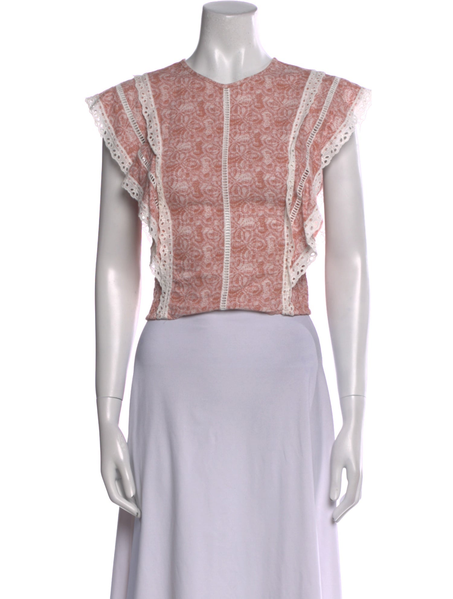 MISA Los Angeles Printed Crew Neck Crop Top