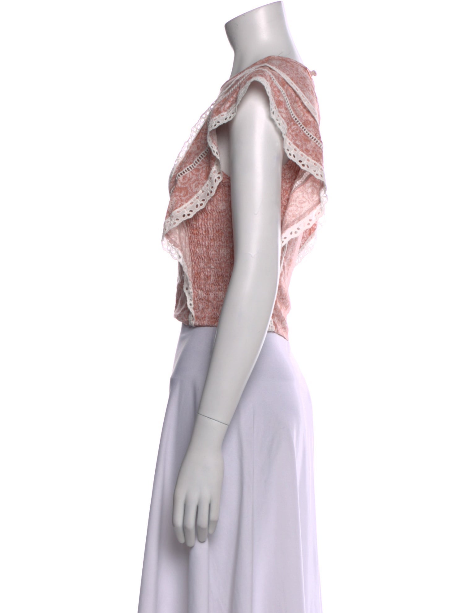 MISA Los Angeles Printed Crew Neck Crop Top