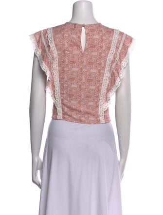 MISA Los Angeles Printed Crew Neck Crop Top