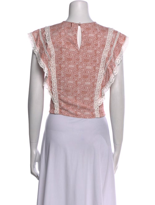 MISA Los Angeles Printed Crew Neck Crop Top