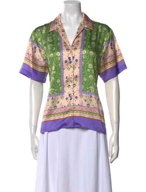 MISA Los Angeles Floral Print V-Neck Button-Up Top