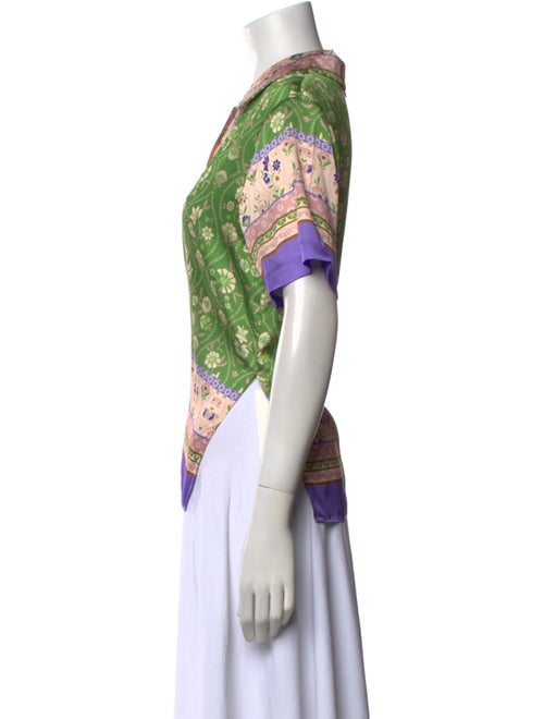 MISA Los Angeles Floral Print V-Neck Button-Up Top