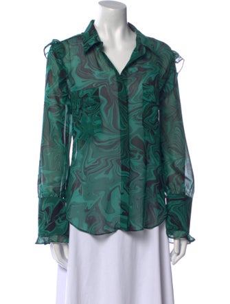 MISA Los Angeles Printed Long Sleeve Button-Up Top