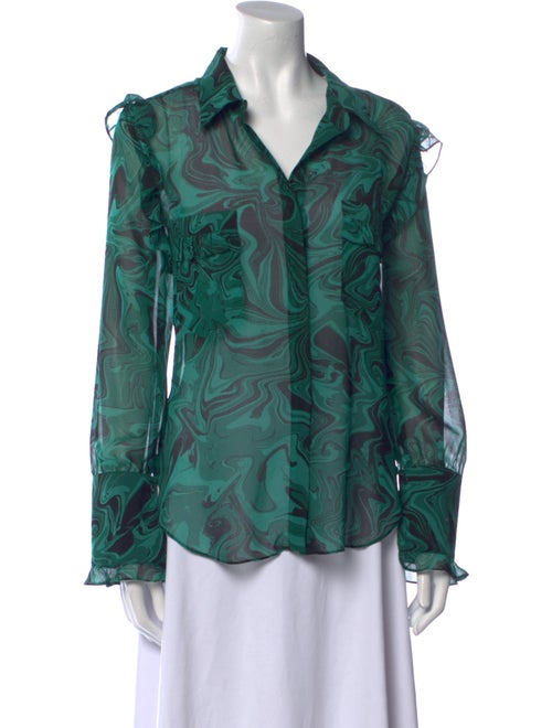 MISA Los Angeles Printed Long Sleeve Button-Up Top