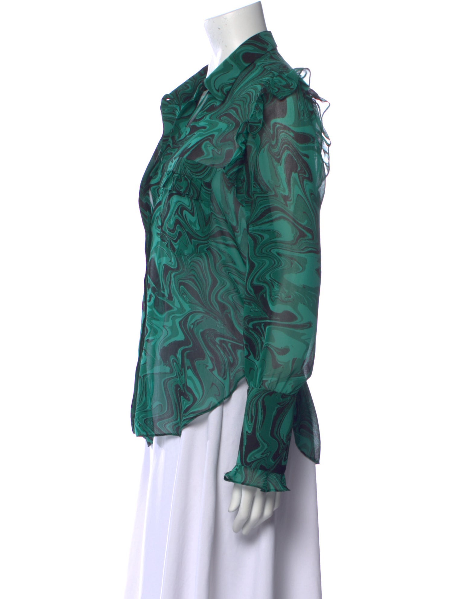 MISA Los Angeles Printed Long Sleeve Button-Up Top