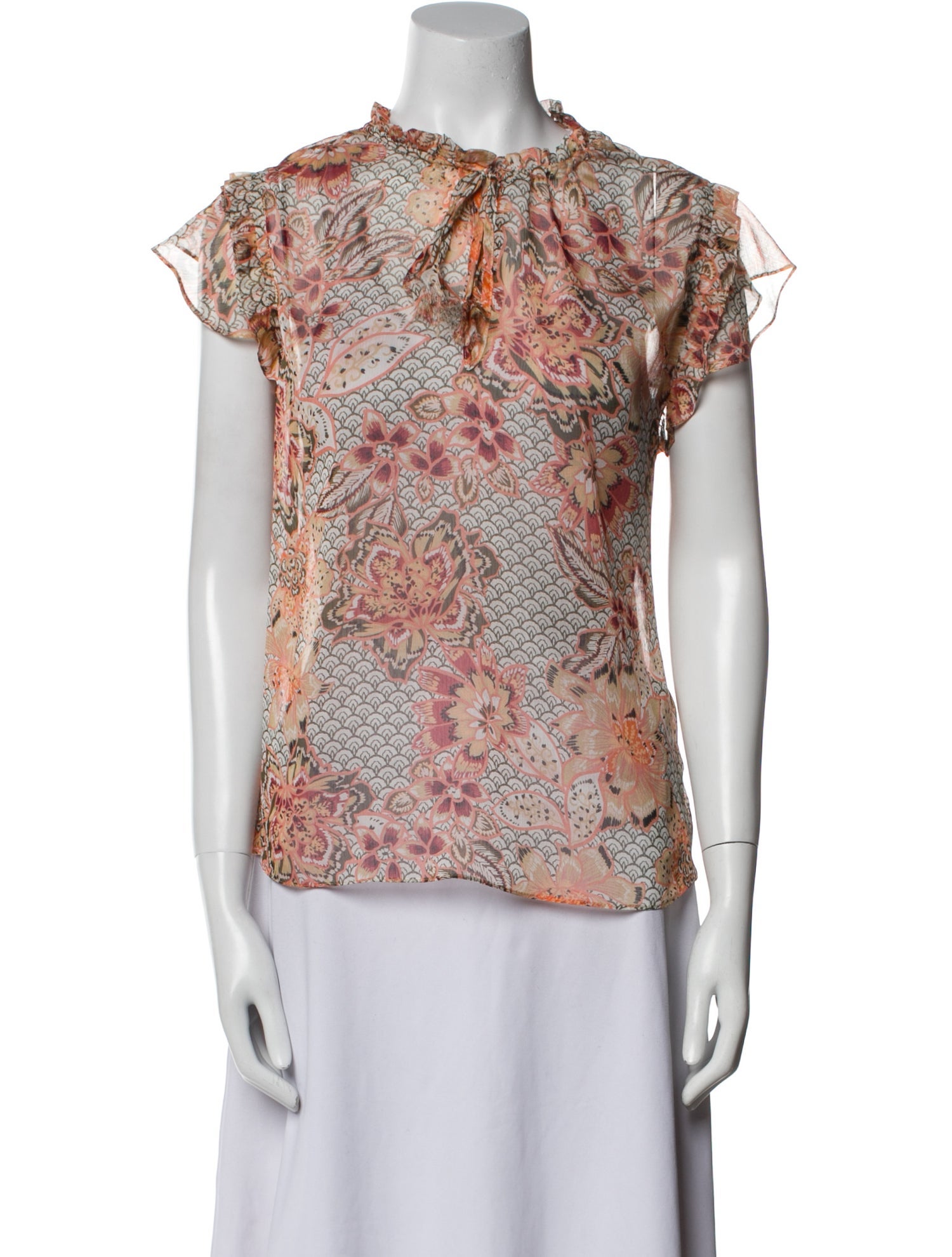 MISA Los Angeles Printed Mock Neck Blouse