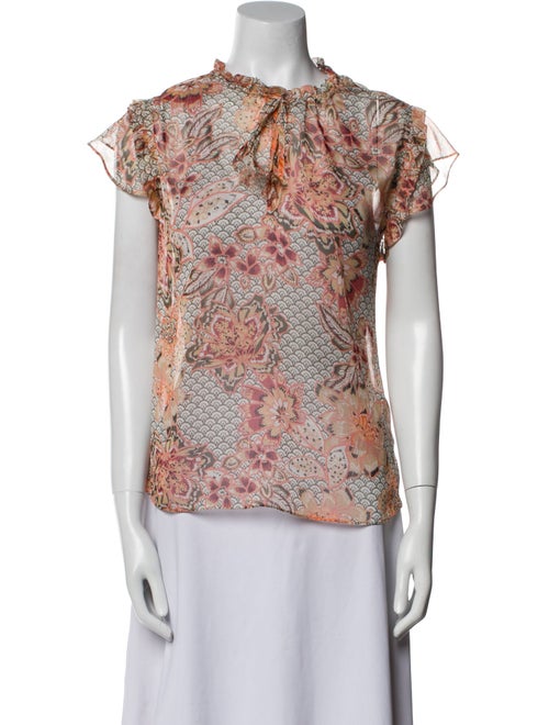 MISA Los Angeles Printed Mock Neck Blouse