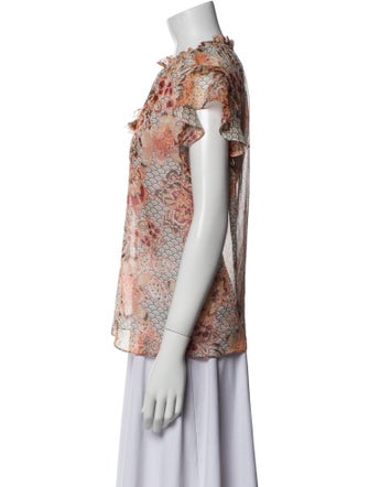 MISA Los Angeles Printed Mock Neck Blouse