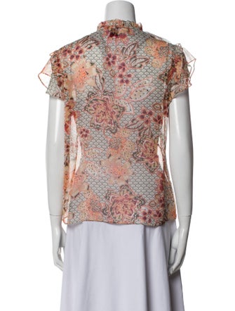 MISA Los Angeles Printed Mock Neck Blouse