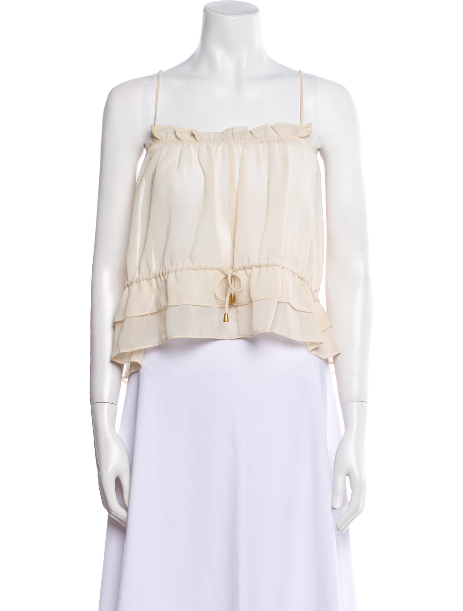 MISA Los Angeles Linen Square Neckline Crop Top