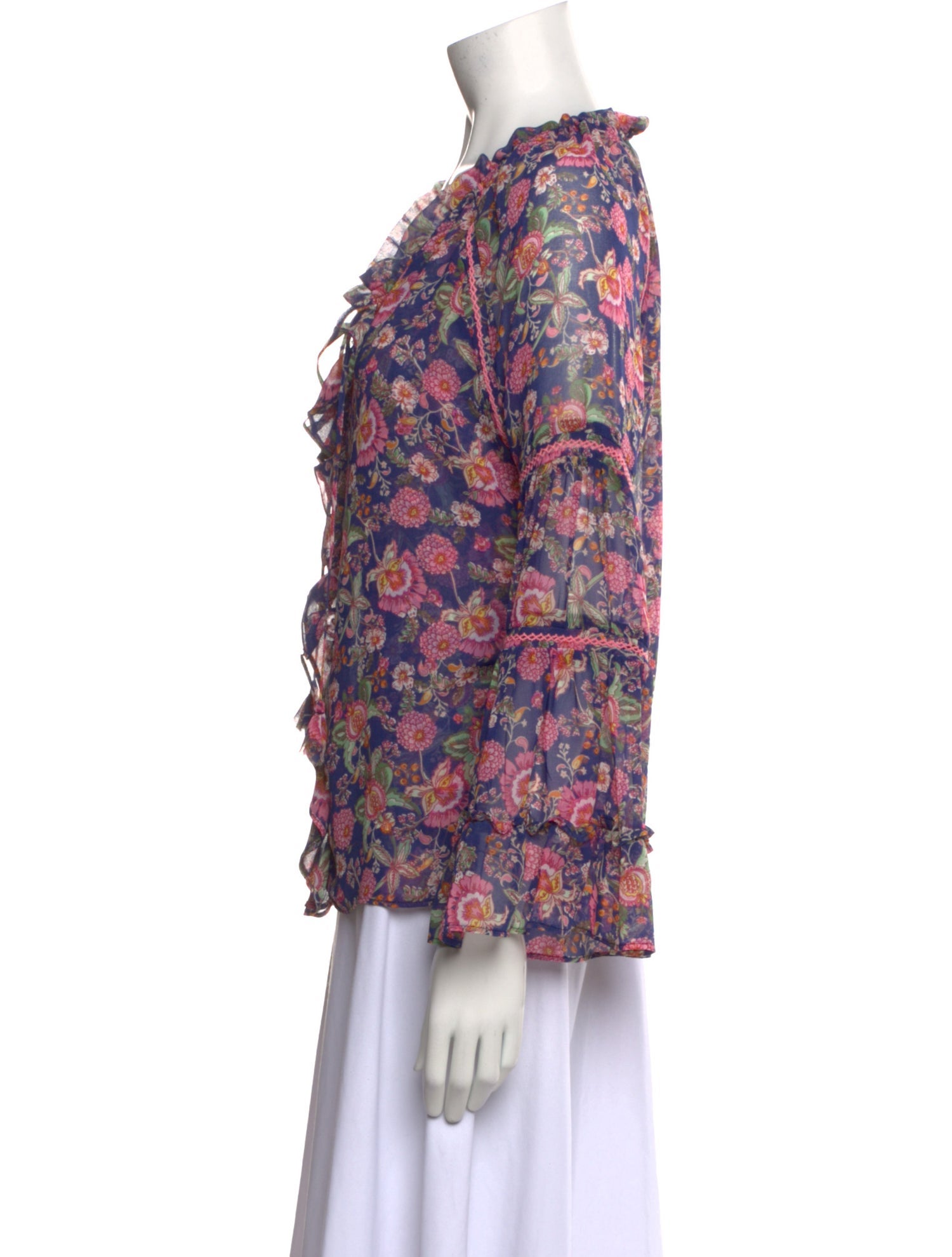 MISA Los Angeles Floral Print V-Neck Blouse