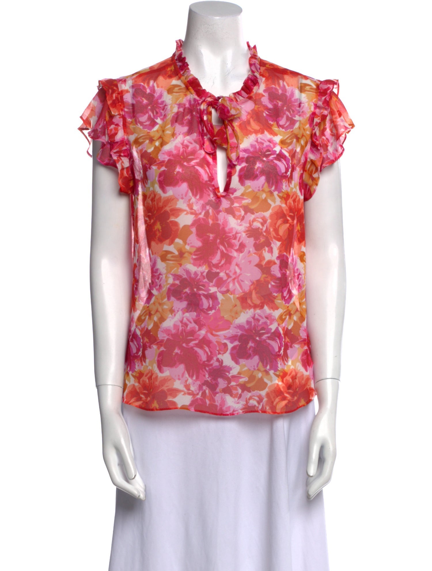 MISA Los Angeles Floral Print Crew Neck Blouse