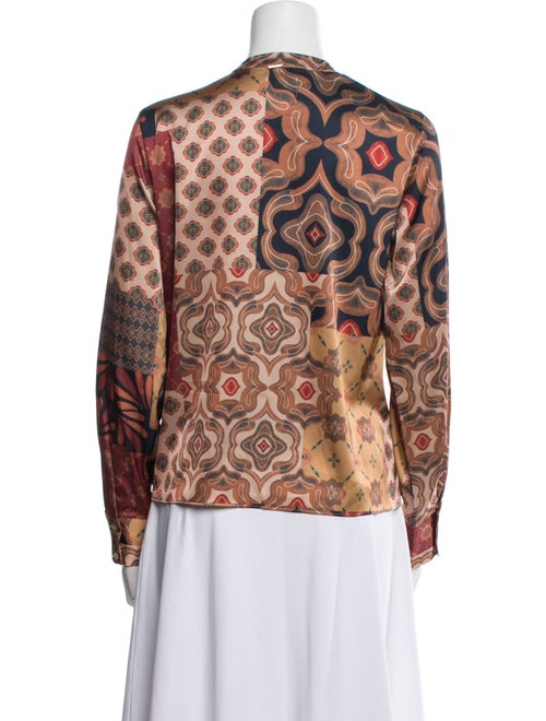 MISA Los Angeles Printed Mock Neck Button-Up Top