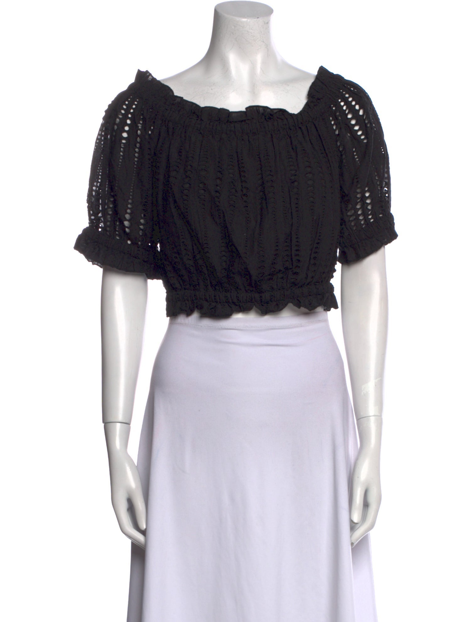 MISA Los Angeles Square Neckline Short Sleeve Crop Top