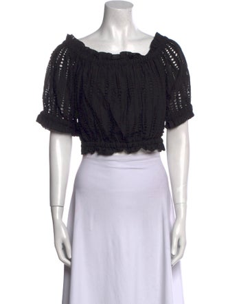 MISA Los Angeles Square Neckline Short Sleeve Crop Top