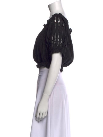 MISA Los Angeles Square Neckline Short Sleeve Crop Top