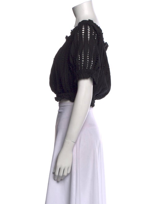 MISA Los Angeles Square Neckline Short Sleeve Crop Top