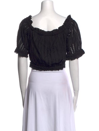 MISA Los Angeles Square Neckline Short Sleeve Crop Top