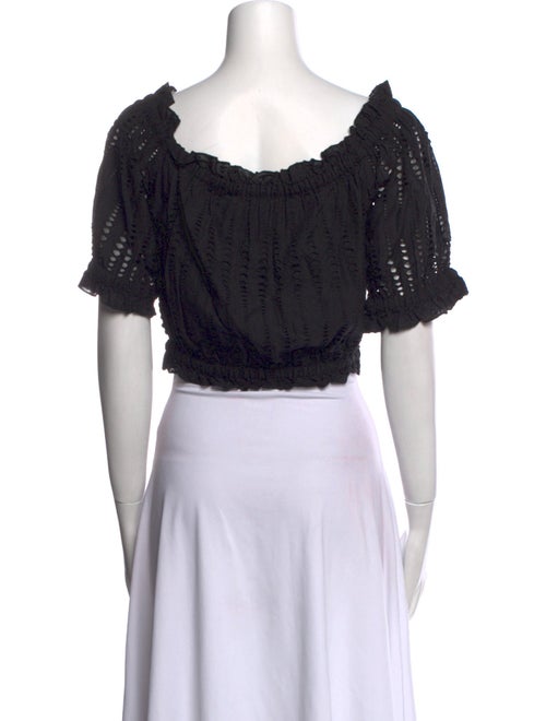 MISA Los Angeles Square Neckline Short Sleeve Crop Top