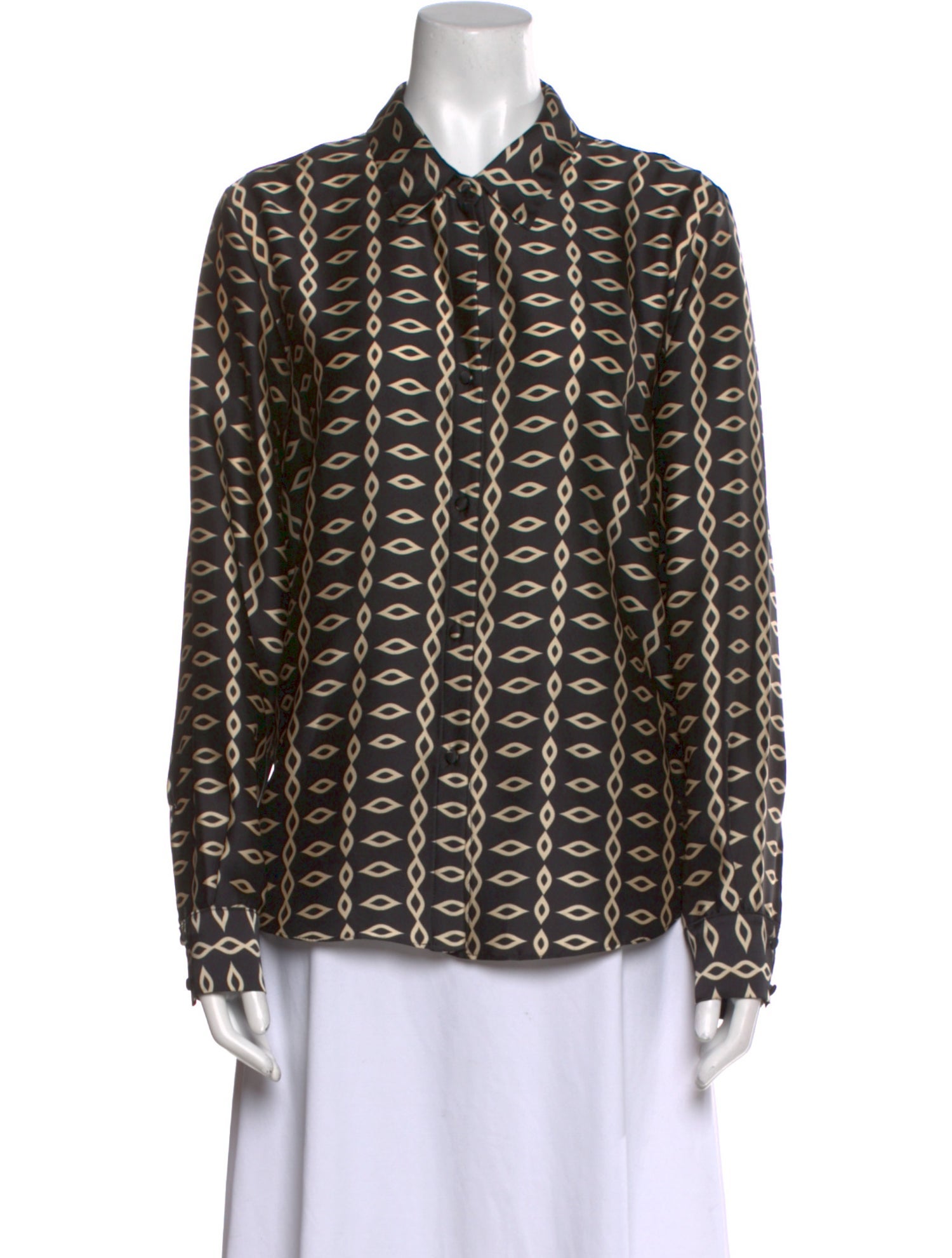 MISA Los Angeles Printed Long Sleeve Button-Up Top w/ Tags