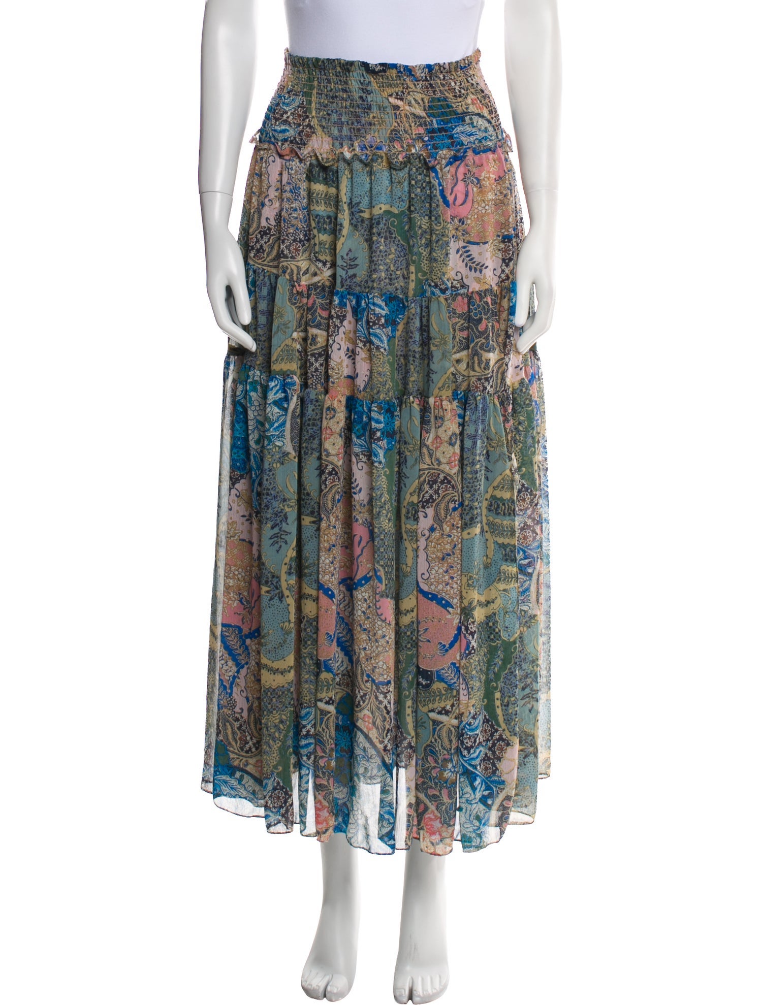 MISA Los Angeles Paisley Print Midi Length Skirt