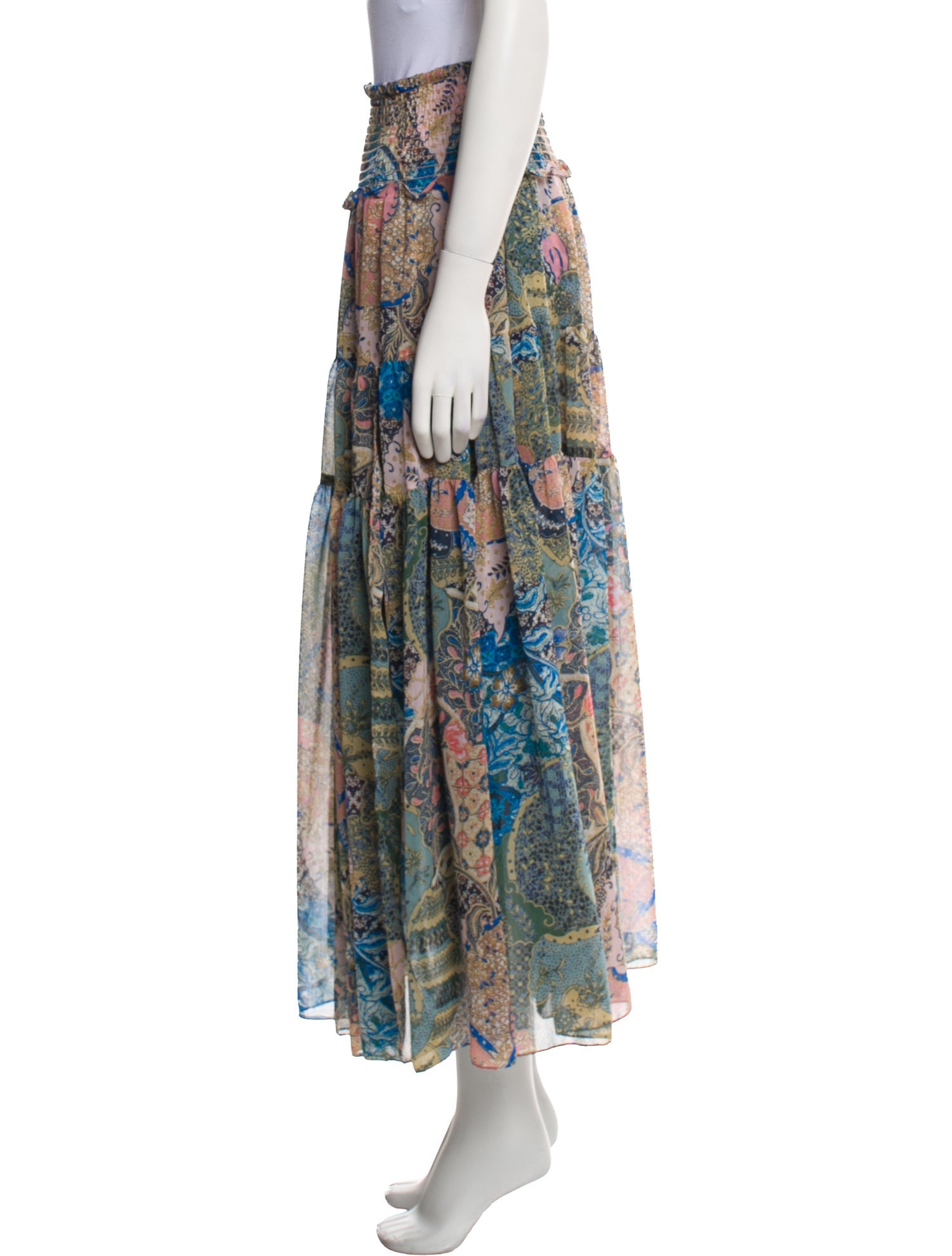 MISA Los Angeles Paisley Print Midi Length Skirt