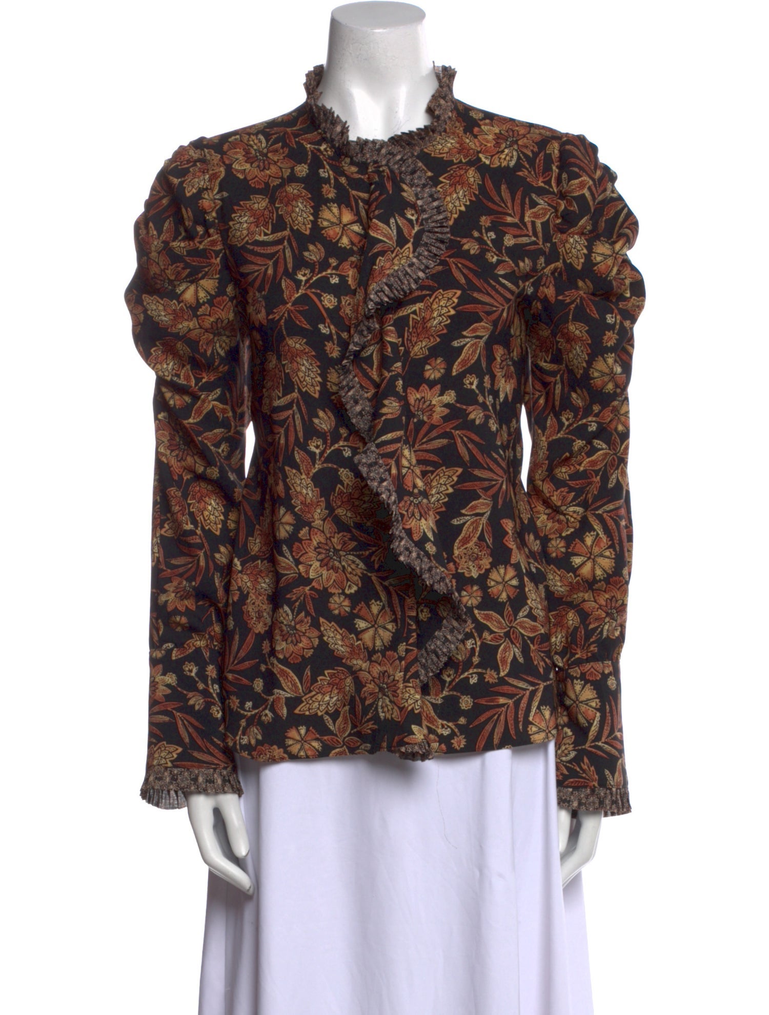 MISA Los Angeles Printed Mock Neck Blouse