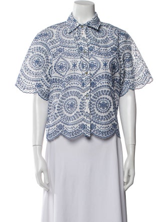 MISA Los Angeles Patterned Short Sleeve Button-Up Top