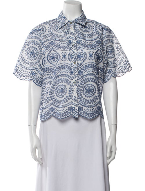 MISA Los Angeles Patterned Short Sleeve Button-Up Top