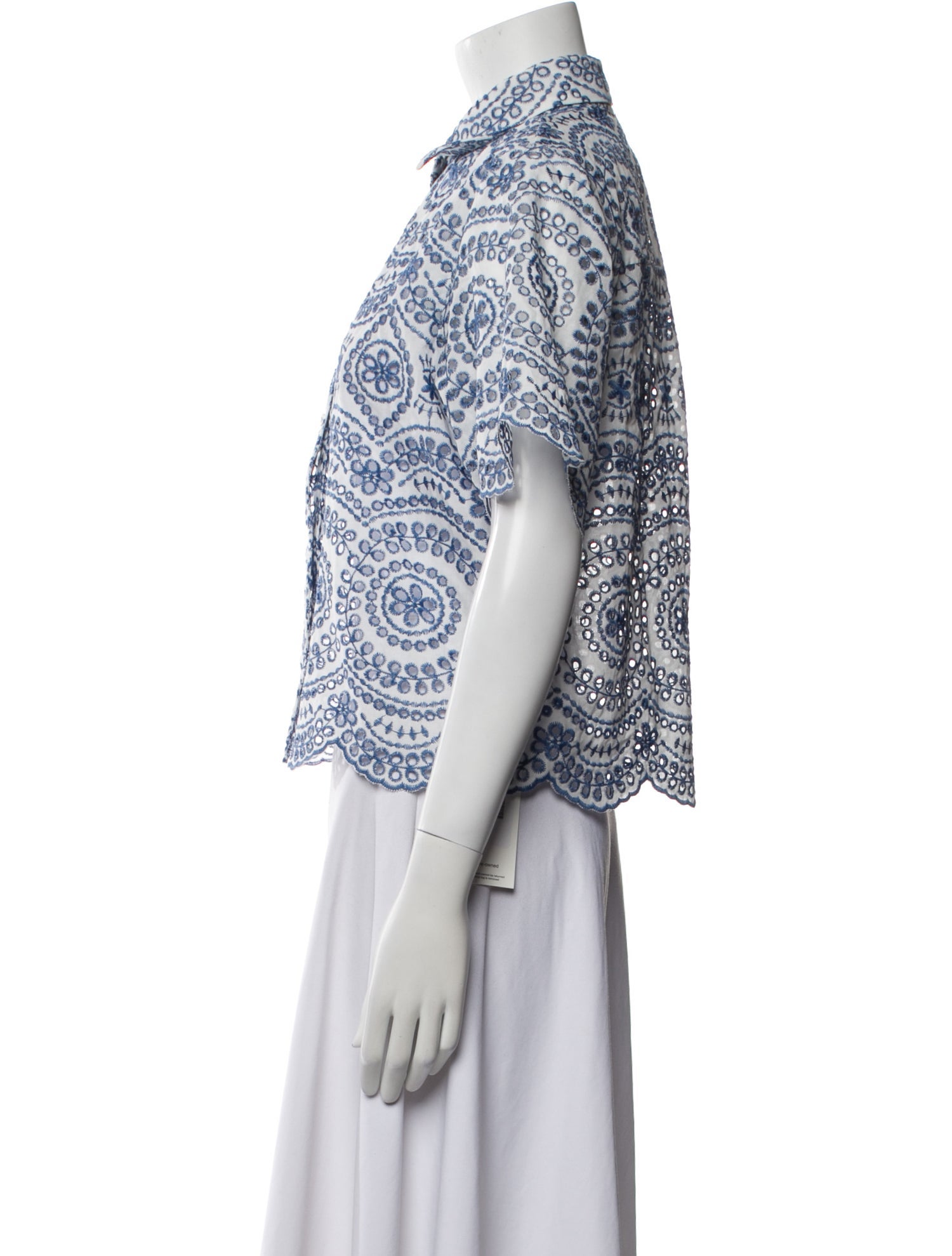 MISA Los Angeles Patterned Short Sleeve Button-Up Top