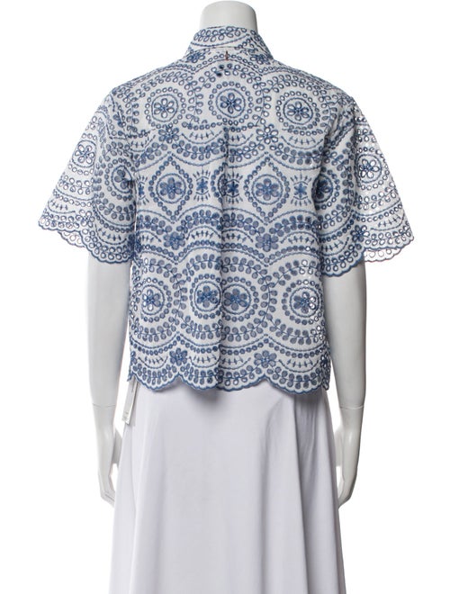 MISA Los Angeles Patterned Short Sleeve Button-Up Top