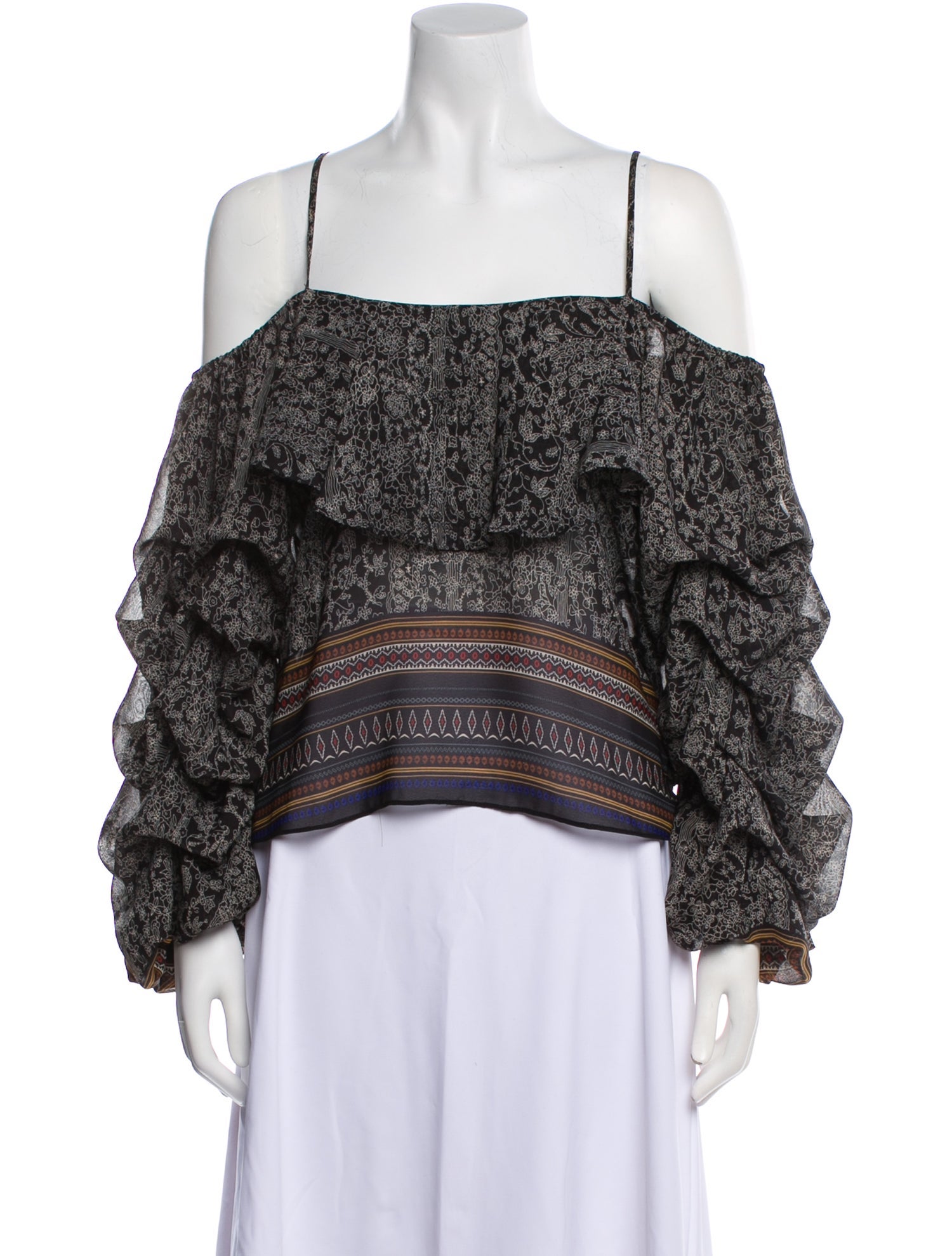 MISA Los Angeles Printed Square Neckline Crop Top