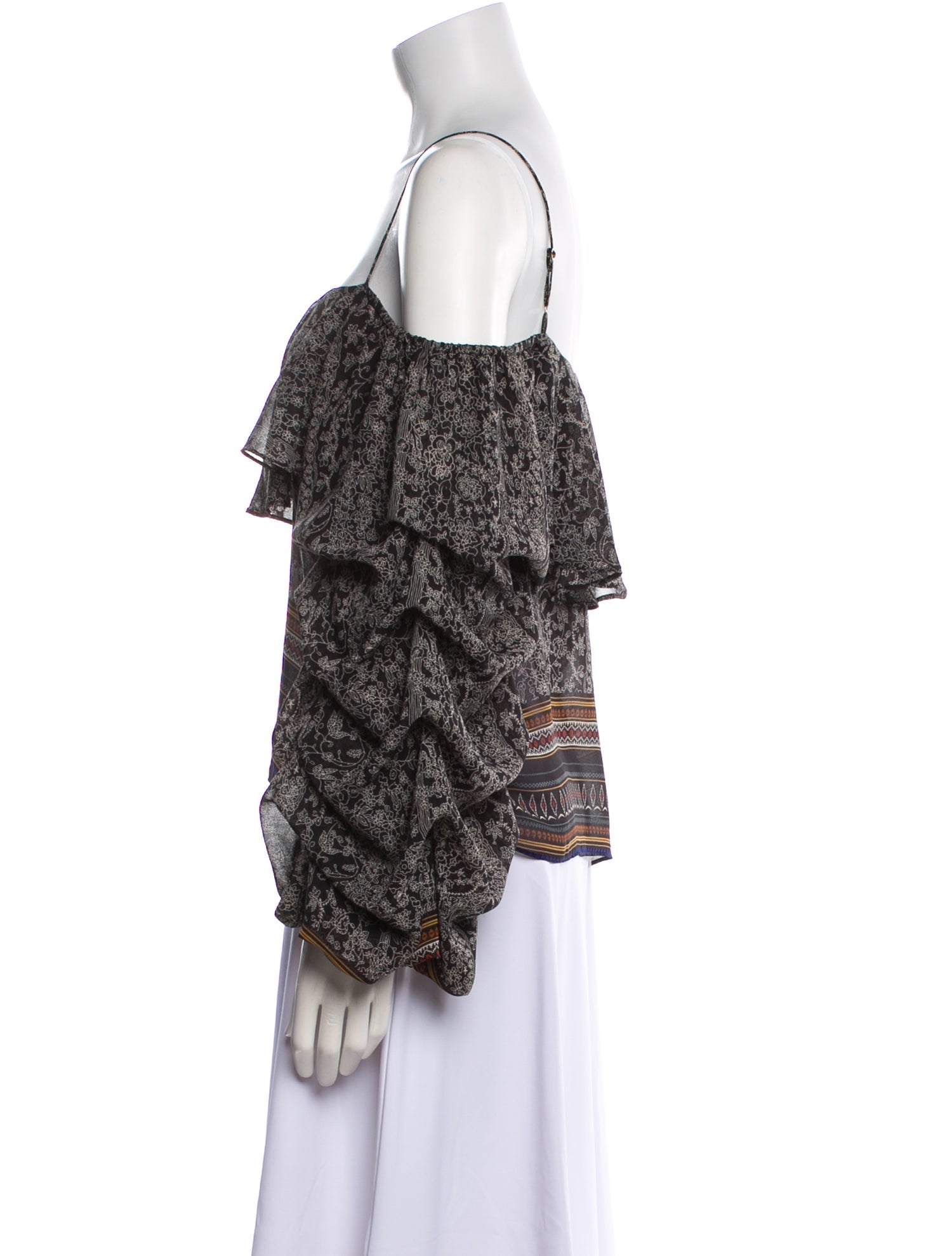 MISA Los Angeles Printed Square Neckline Crop Top