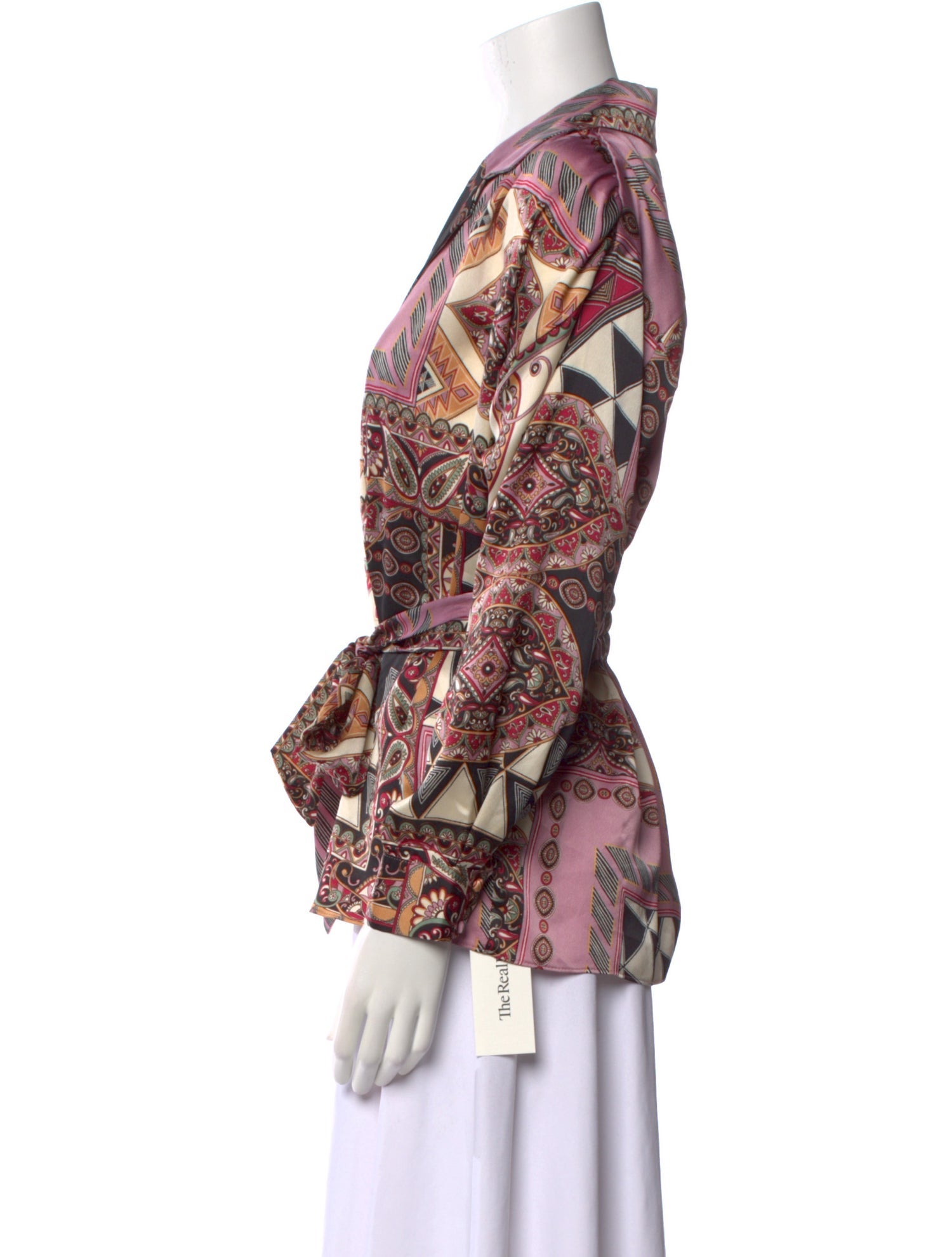 MISA Los Angeles Printed V-Neck Blouse