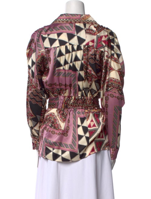 MISA Los Angeles Printed V-Neck Blouse