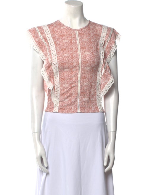 MISA Los Angeles Printed Crew Neck Crop Top